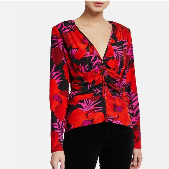 NWT Veronica Beard Floral Pervero Blouse Size 0 - Picture 14 of 14